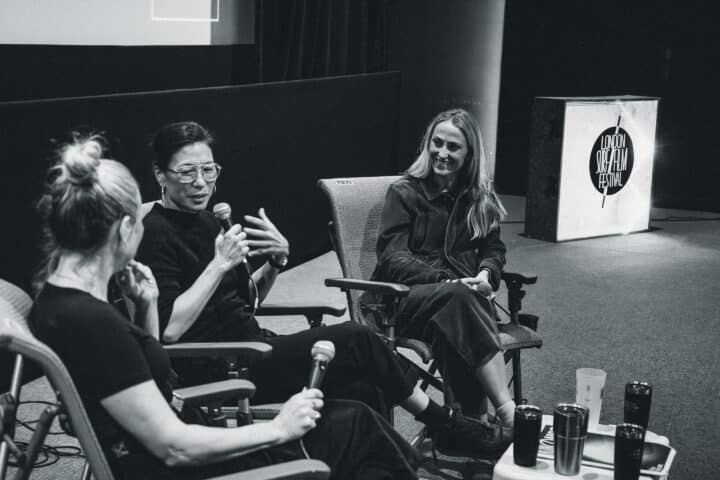 Women of the Sea: L to R LS/FF Director Demi Taylor, Award winning filmmaker Karen Song presents the World Premiere: Surf, Eat, Repeat, Bronwen Foster-Butler CMO Finisterre